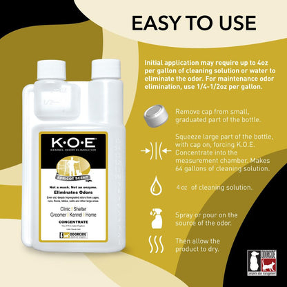 Kennel Odor Eliminator 🍑  Concentrate – Non-Enzymatic, Apricot & Fresh Scents for Tough Pet Odors