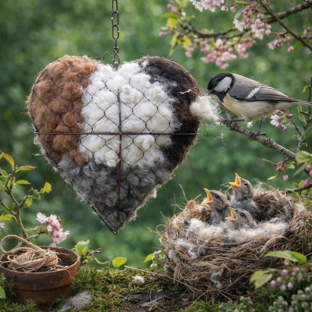 🐦Handmade Outdoor Yard Art Bird Nesting Heart