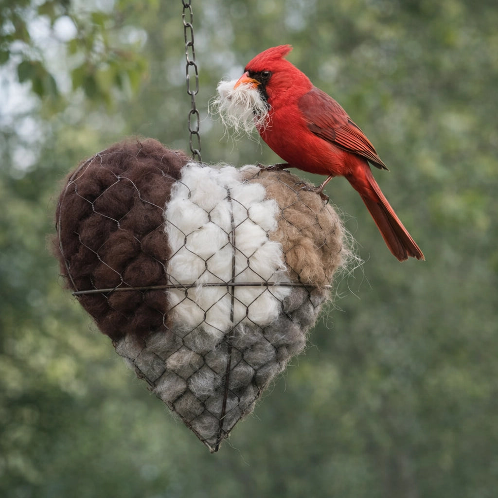 🐦Handmade Outdoor Yard Art Bird Nesting Heart