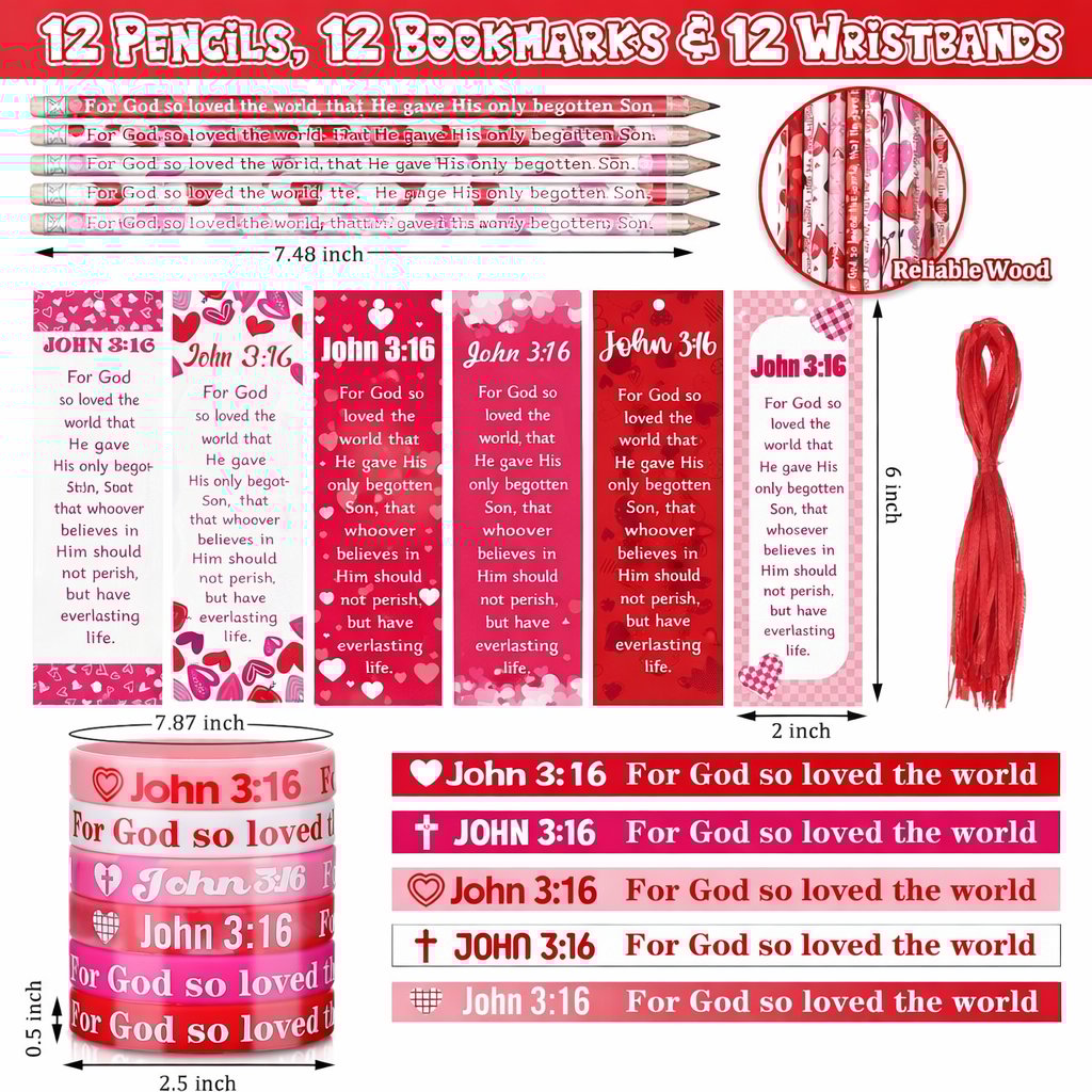 96 Pcs/12 Sets Religious Valentine's Day Gifts Party Favors🙏💕Same as in the Video